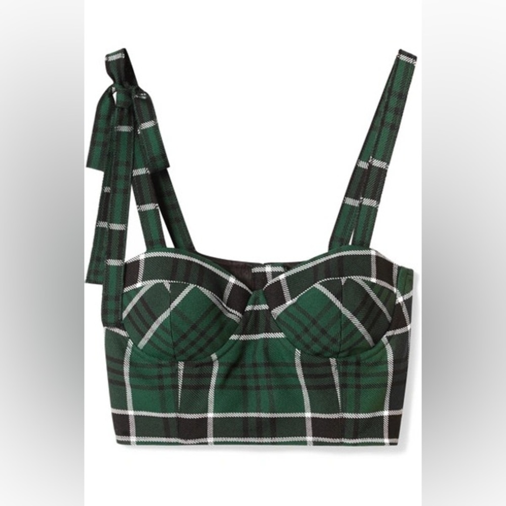 NWT Rosie Assoulin Dark Green
Scottish Plaid Twill Bustier size 10 - Picture 7 of 16